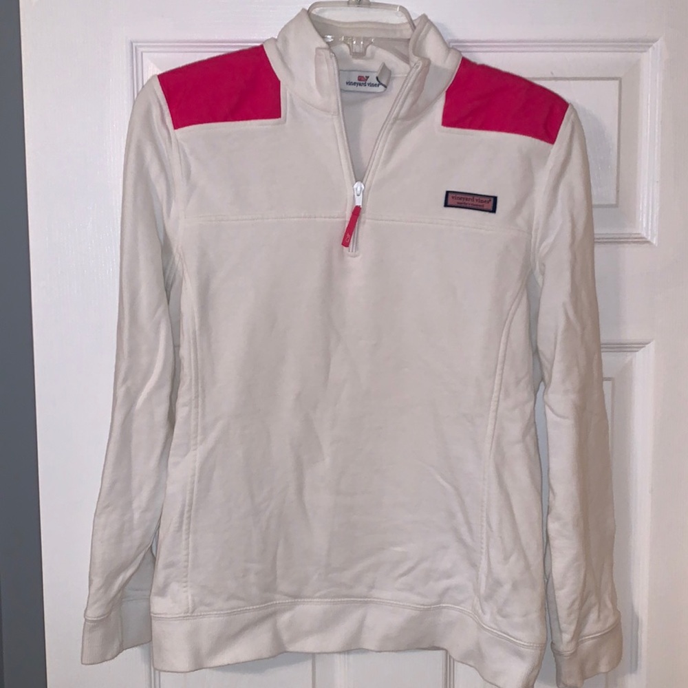 Vineyard Vines White Pink Quarter Zip